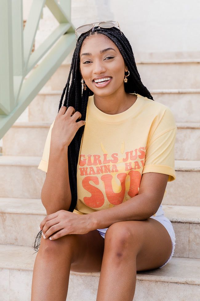 Girls Just Wanna Have Sun Yellow Oversized tee sold by Pink Lily product image thumbnail 5