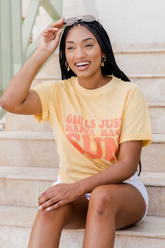 Girls Just Wanna Have Sun Yellow Oversized tee sold by Pink Lily product image thumbnail 3