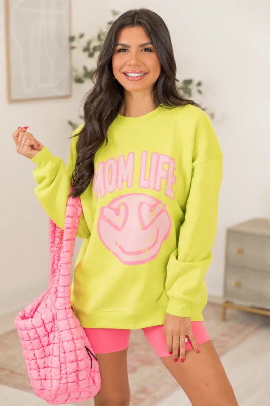 Mom Life Neon Oversized Graphic Sweatshirt sold by Pink Lily