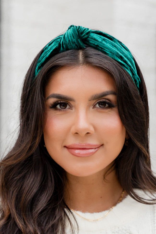 Emerald Green Velvet Knotted Headband sold by Pink Lily