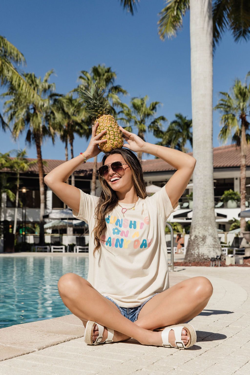 Sunshine On A Rainy Day Ivory Oversized Graphic Tee sold by Pink Lily product image thumbnail 2