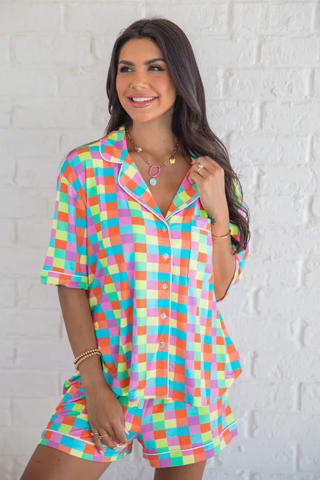 Good To Get Away In Glamour On The Grid Bamboo Pajama Top SALE sold by Pink Lily product image thumbnail 3