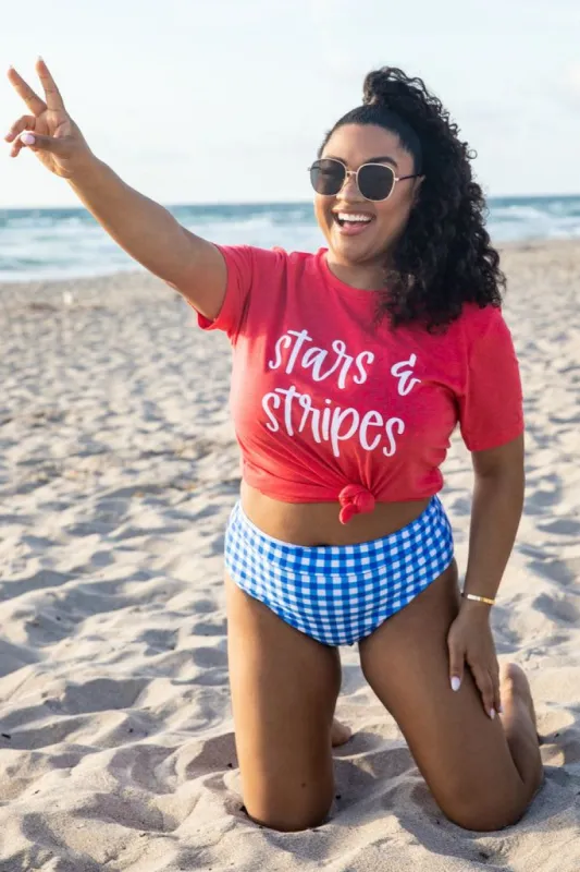 Stars And Stripes Graphic Tee Vintage Red sold by Pink Lily