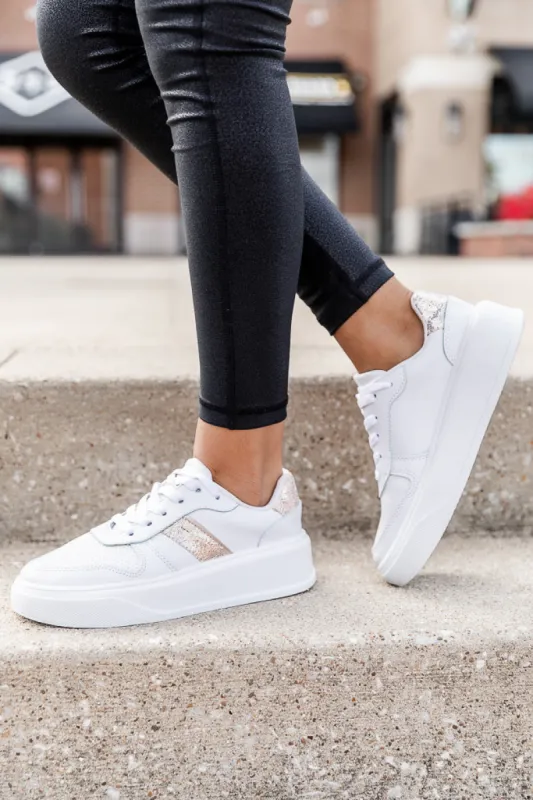Maren Rose Gold Stripe Sneakers FINAL SALE sold by Pink Lily