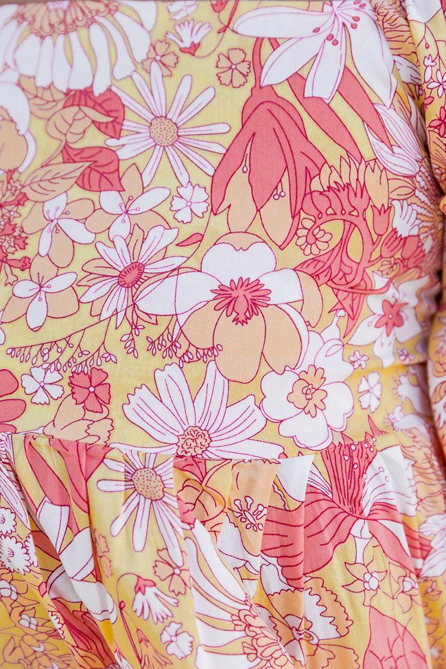 Somewhere In The Tropics Pink and Yellow Floral Print Blouse FINAL SALE sold by Pink Lily product image thumbnail 5