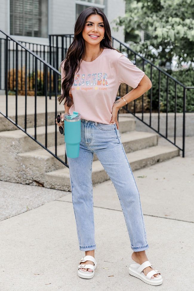 Teacher Love And Care Peach Graphic Tee sold by Pink Lily product image thumbnail 2