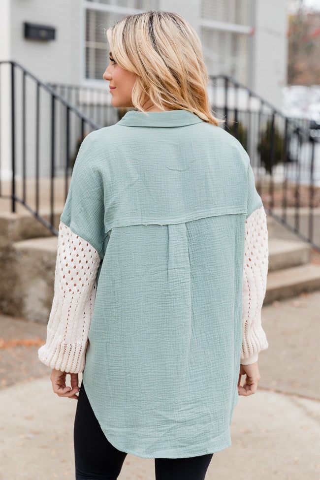 Keep Shining Cream And Olive Gauze Shacket sold by Pink Lily product image thumbnail 4