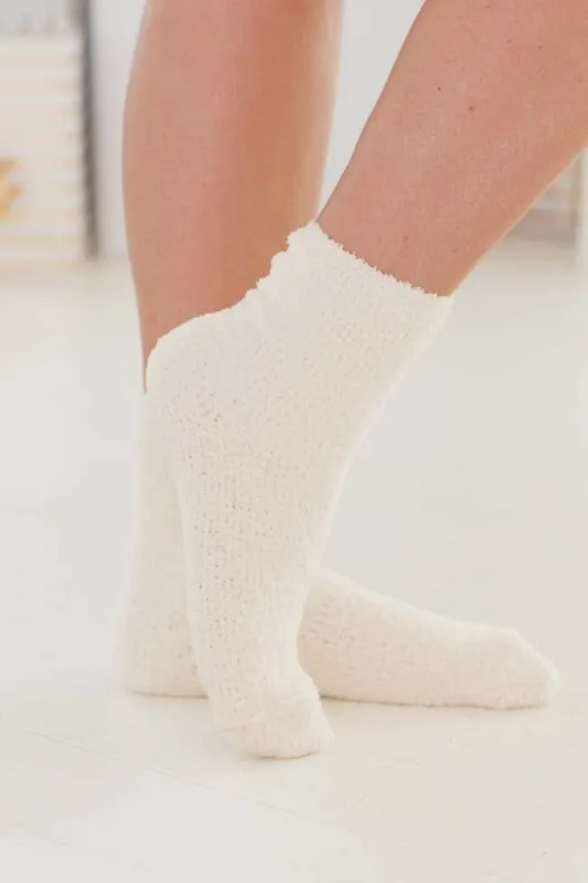 Cozy Toesies Ivory Fuzzy Socks FINAL SALE sold by Pink Lily