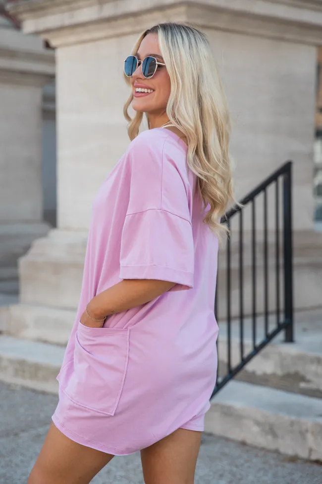 On A Daily Basis Orchid Deep V-Neck Pocketed Romper SALE sold by Pink Lily product image thumbnail 3