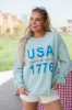 USA 1776 Light Blue Graphic Sweatshirt FINAL SALE sold by Pink Lily