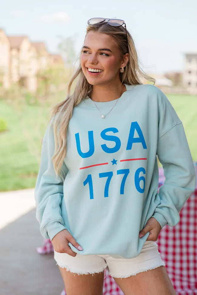 USA 1776 Light Blue Graphic Sweatshirt FINAL SALE sold by Pink Lily