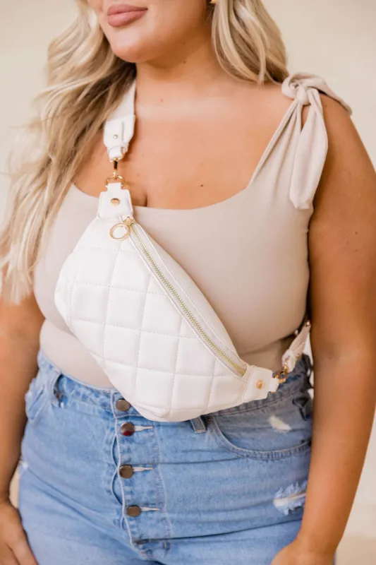 Visiting Town Cream Faux Leather Quilted Belt Bag sold by Pink Lily