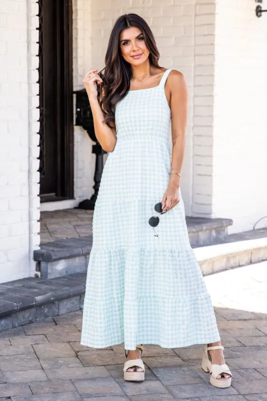 Sweet Bliss Green Gingham Maxi Dress sold by Pink Lily