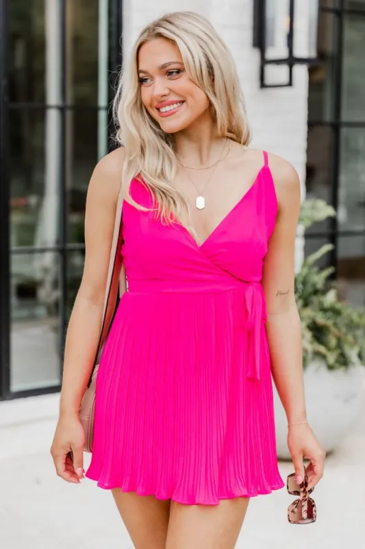 To Each Their Own Hot Pink Pleated Romper made by Pink Lily