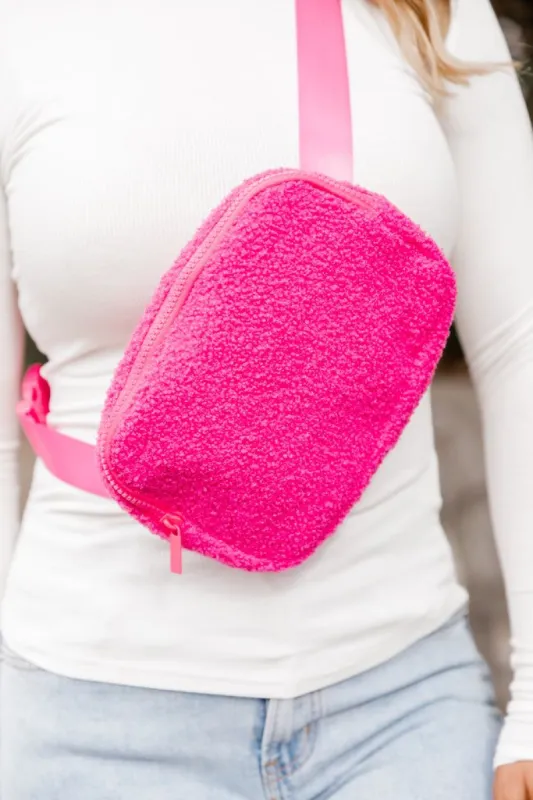 In A Hurry Hot Pink Sherpa Belt Bag FINAL SALE sold by Pink Lily