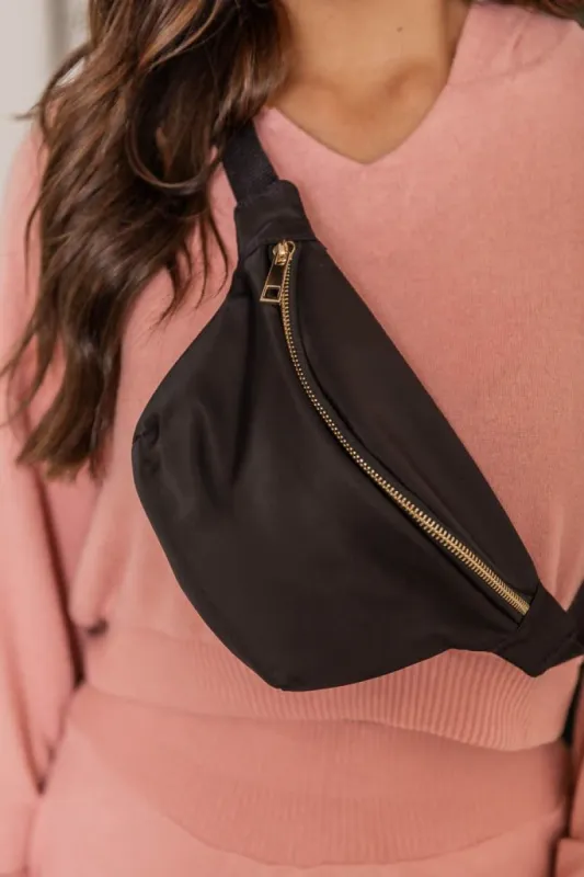 On The Go Black Belt Bag sold by Pink Lily