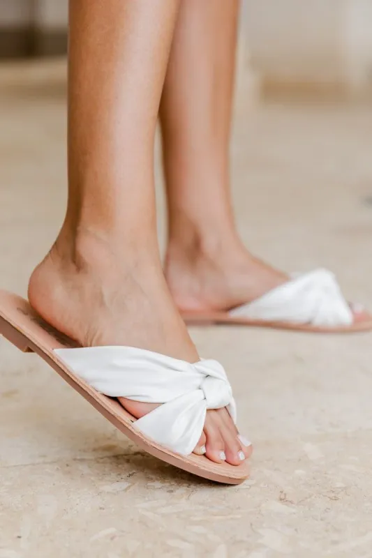 Perri White Leather Knot Sandal FINAL SALE sold by Pink Lily