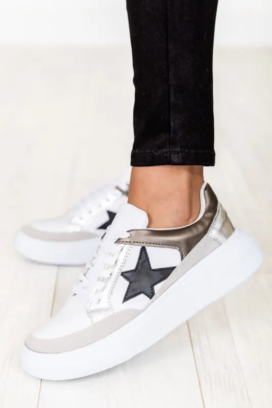 Cleo Pewter And Black Star Sneakers FINAL SALE sold by Pink Lily