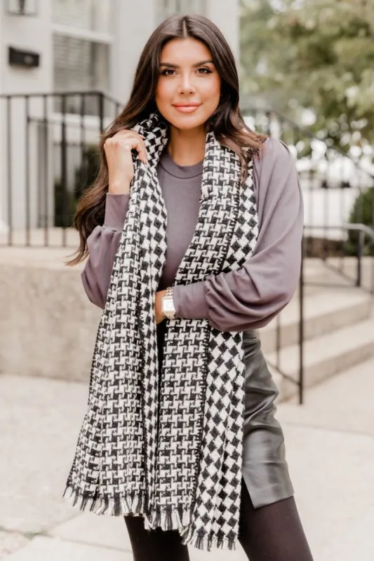 Checking Me Out Black and White Checkered Scarf sold by Pink Lily