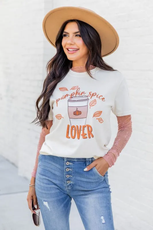 Pumpkin Spice Lover Ivory Comfort Color Graphic Tee sold by Pink Lily
