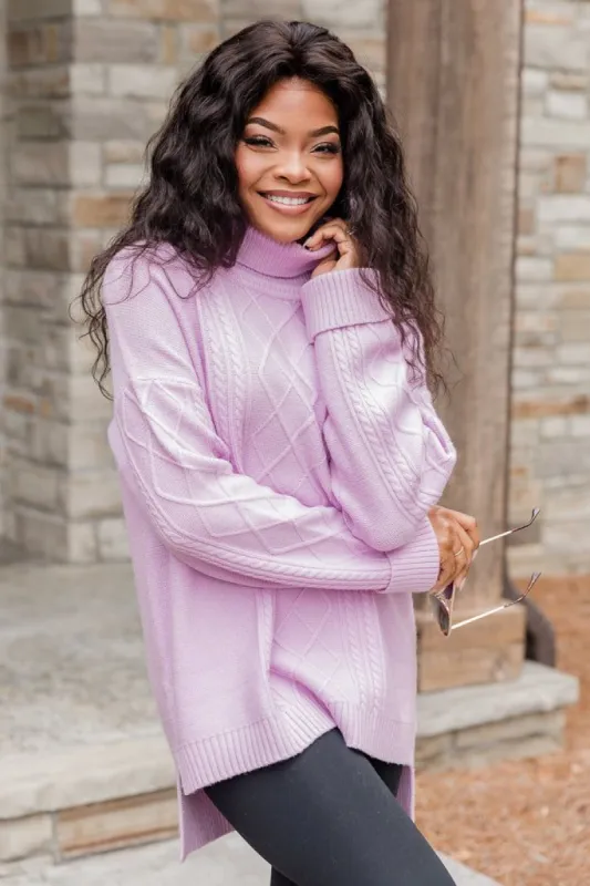 Bunny Slope Lilac Oversized Cable Knit Sweater FINAL SALE sold by Pink Lily