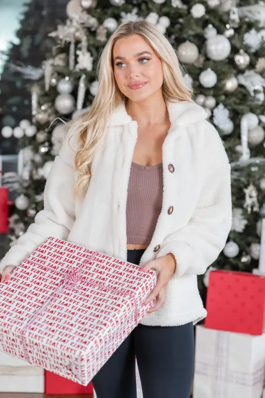 Back In Time Ivory Sherpa Shacket FINAL SALE sold by Pink Lily