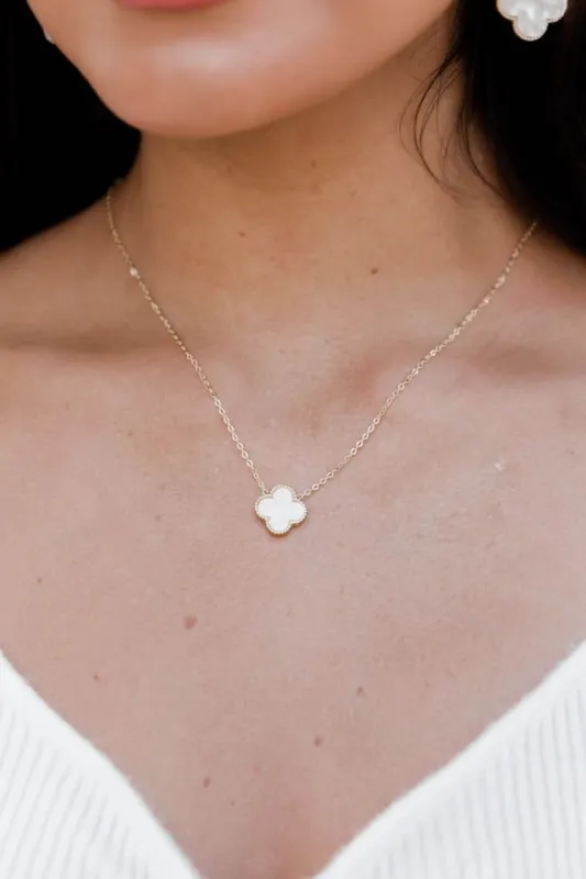 Could Be Gold Pearl Clover Pendant Necklace sold by Pink Lily