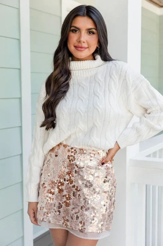 A Small Favor Cream Cable Knit Turtleneck Sweater FINAL SALE sold by Pink Lily