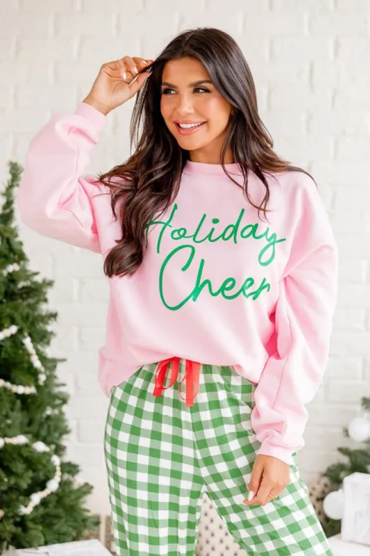 Holiday Cheer Light Pink Oversized Graphic Sweatshirt sold by Pink Lily
