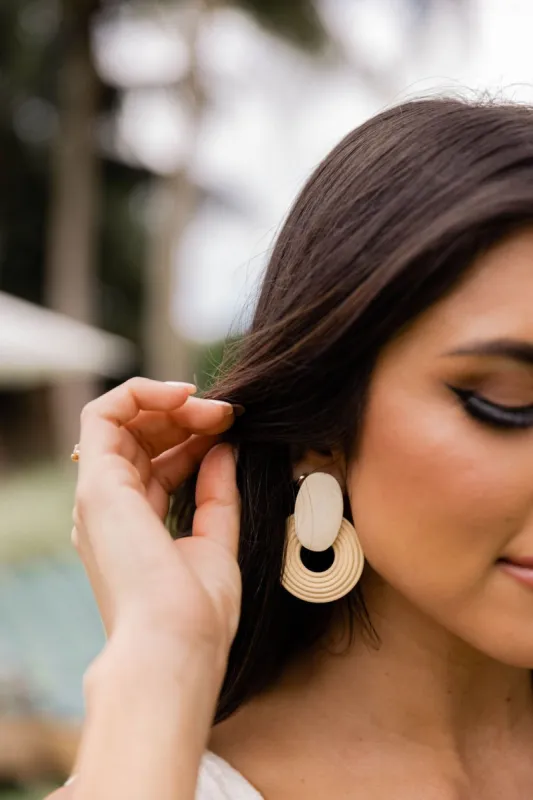 Address The Room Ivory Ribbed Circle Earrings sold by Pink Lily