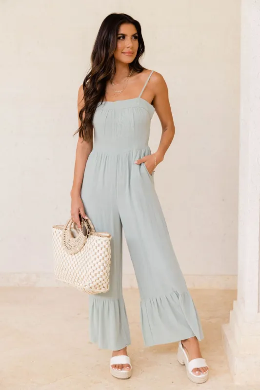 Cup Of Sunshine Sage Jumpsuit FINAL SALE sold by Pink Lily
