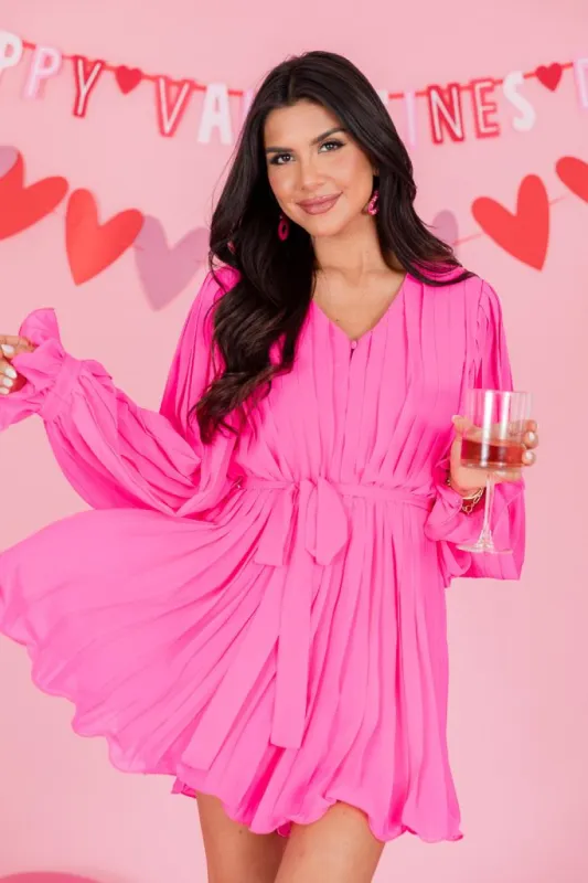 Pretty On Point Hot Pink Pleated Romper FINAL SALE sold by Pink Lily