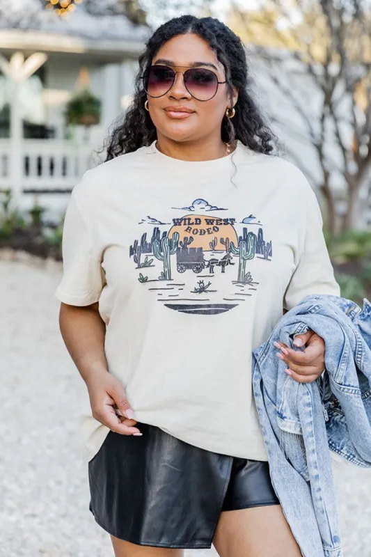 Wild West Rodeo Ivory Oversized Graphic Tee sold by Pink Lily