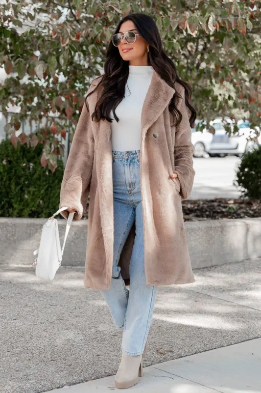 Talk This Way Brown Faux Fur Coat FINAL SALE sold by Pink Lily