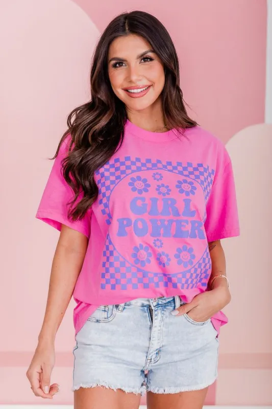 Girl Power Oversized Hot Pink Graphic Tee sold by Pink Lily