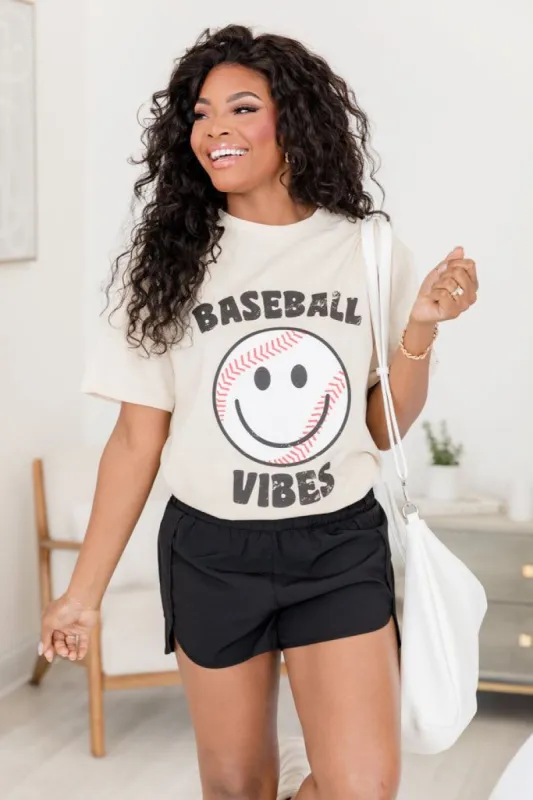 Baseball Vibes Ivory Oversized Graphic Tee sold by Pink Lily