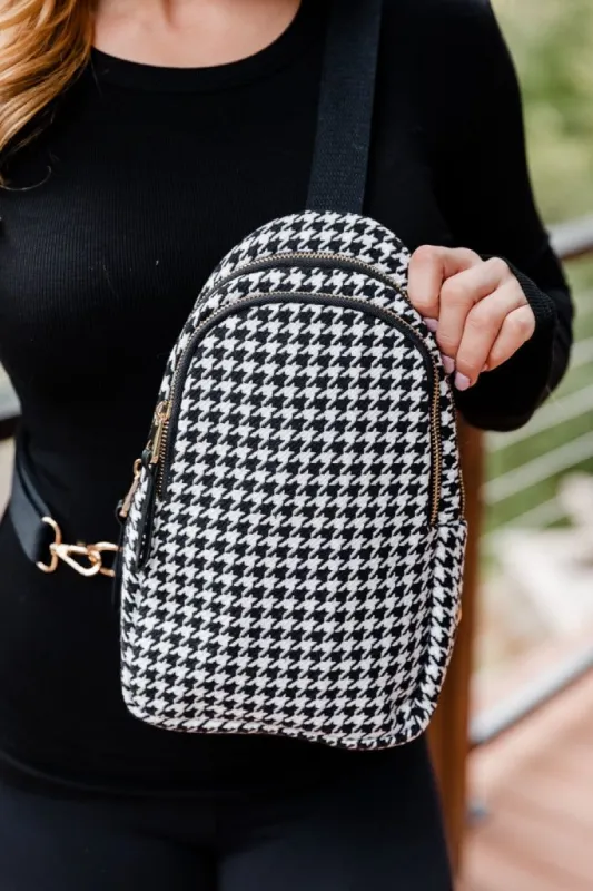 Houndstooth Sling Bag sold by Pink Lily