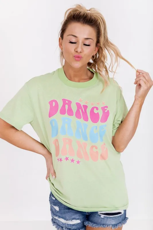 Dance Repeat Mint Oversized Graphic Tee sold by Pink Lily