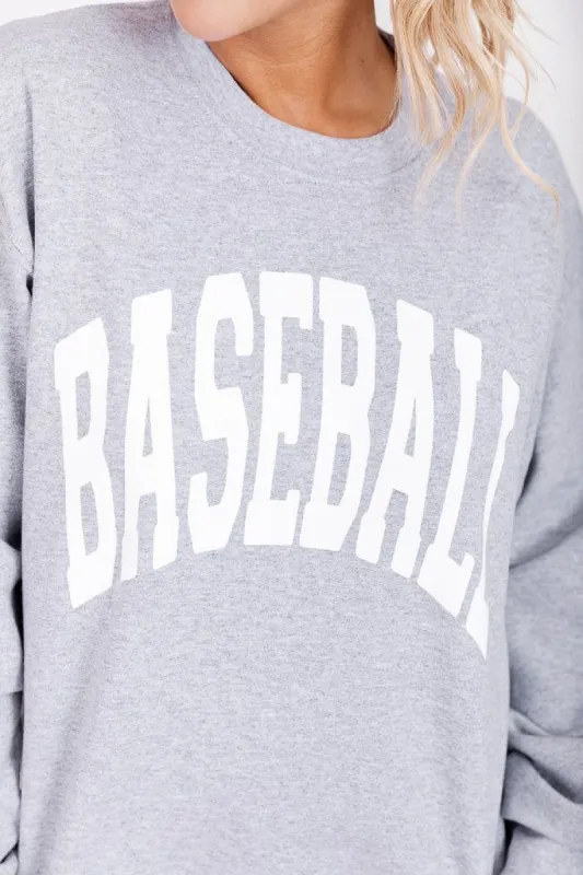 Baseball Block Grey Graphic Sweatshirt sold by Pink Lily
