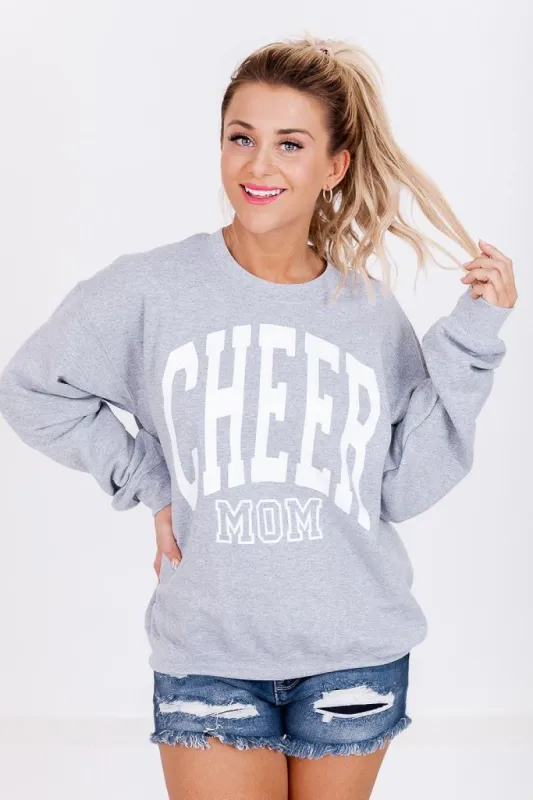 Cheer Mom Block Grey Graphic Sweatshirt sold by Pink Lily