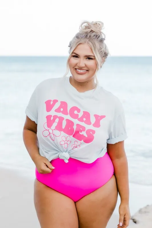 Vacay Vibes Light Blue Overszied Graphic Tee sold by Pink Lily