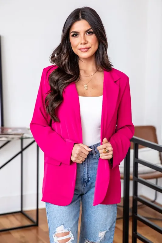 Hidden Talents Pink Leopard Lined Blazer sold by Pink Lily