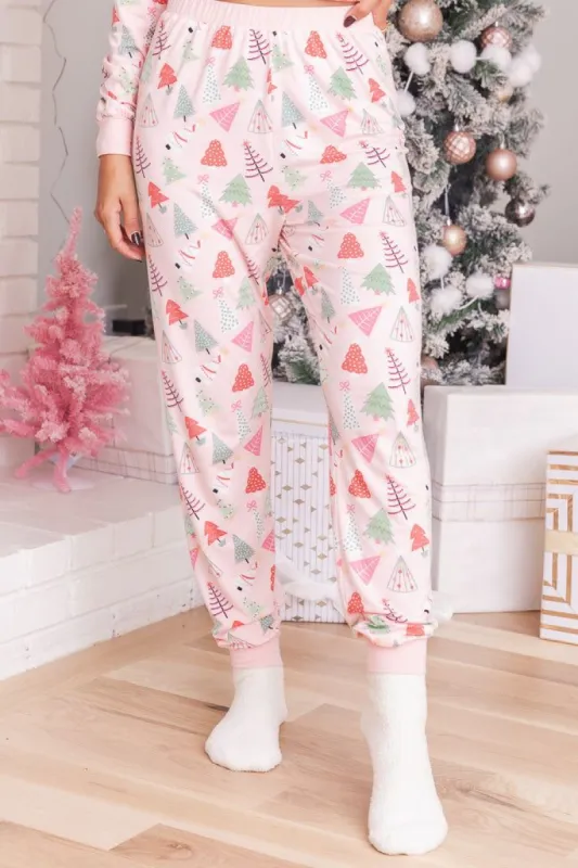 Merry All the Way Pink Trees Pajama Pants sold by Pink Lily