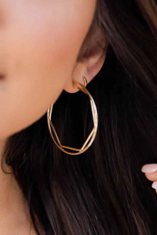 It's All True Gold Open Hoop Earrings sold by Pink Lily