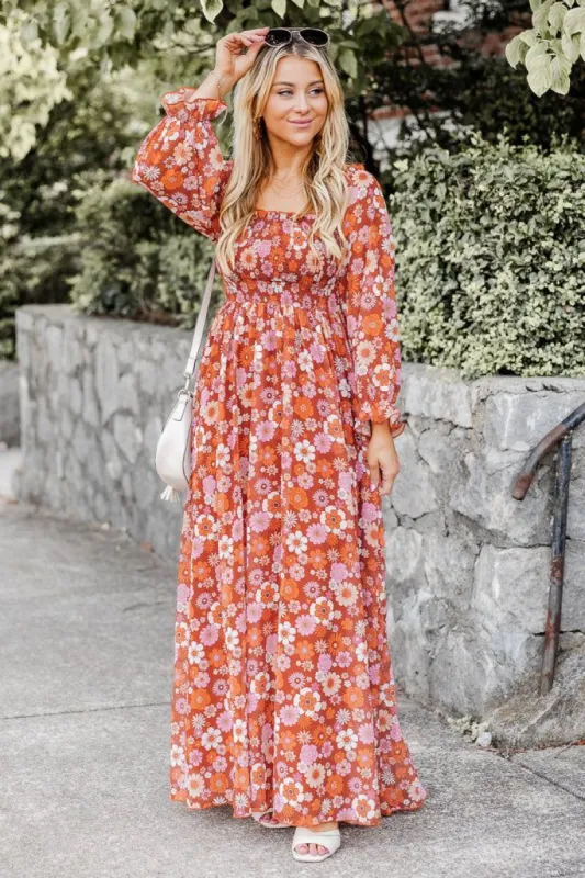 The Rumors Are True Red Smocked Bust Maxi Dress FINAL SALE sold by Pink Lily