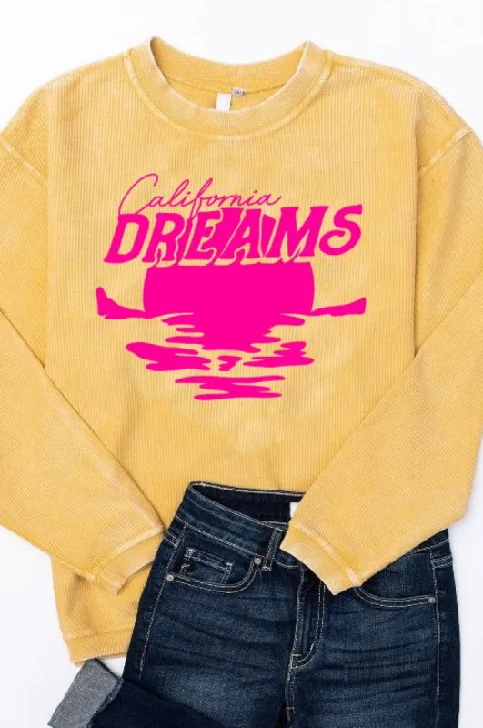 California Dreams Gold Corded Graphic Sweatshirt sold by Pink Lily