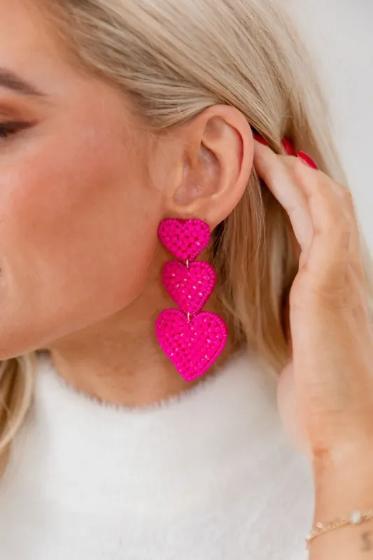Hot Pink Tiered Earrings sold by Pink Lily