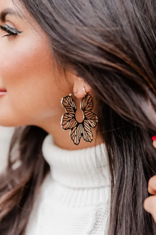 All For This Gold Floral Statement Earrings FINAL SALE sold by Pink Lily