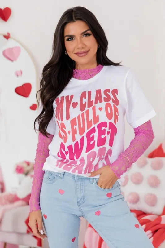 My Class Is Full Of Sweethearts White Bella Canvas Graphic Tee sold by Pink Lily
