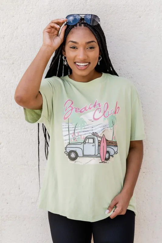 Beach Club Mint Oversized Graphic Tee sold by Pink Lily